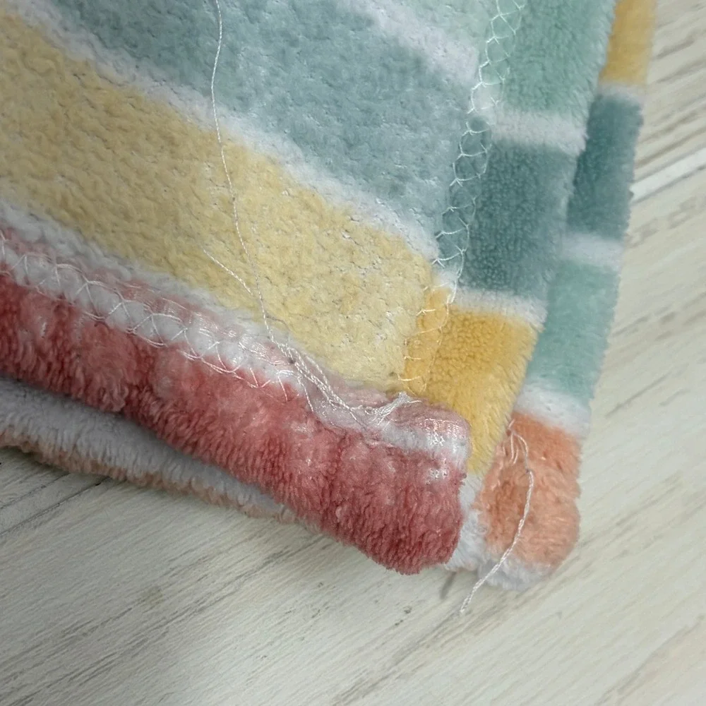 Walmart Baby Blanket 30x40 Multicolor Striped Fleece Plush Pastel Rainbow
